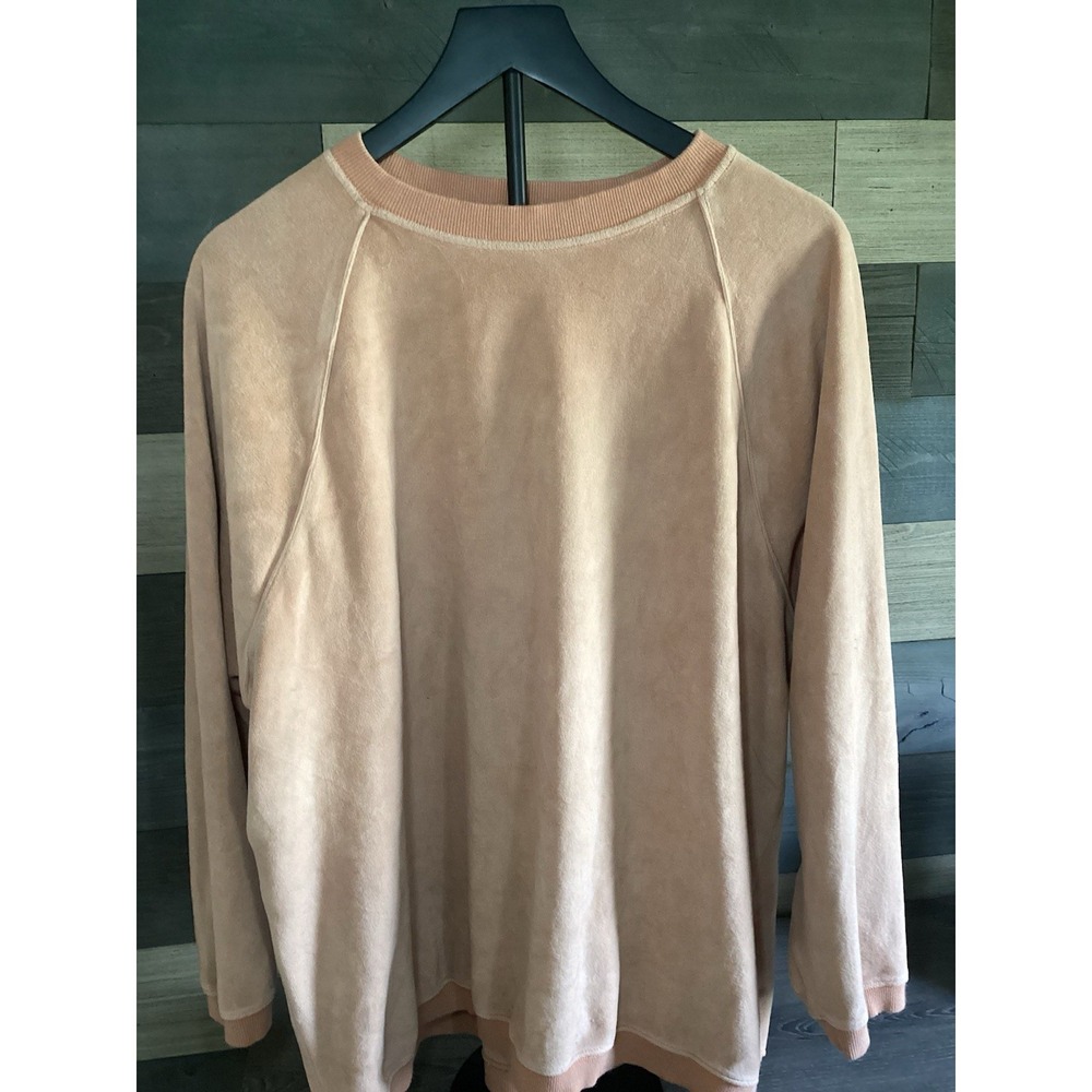 Aerie Peach Velour Feel Crewneck Pullover Small Petite